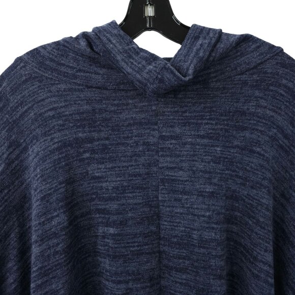 Jella C Cape Sweater Poncho Cowl Neck Womens ONE SIZE Blue Black Fleece Knit - Picture 11 of 14